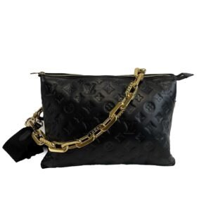 LOUIS VUITTON - Coussin MM - Black Leather Shoulder Bag w/ 2 Straps FULL KIT | AlmaBagz