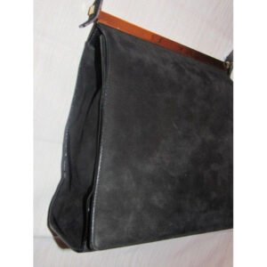 Gucci Suedeleather Top Handle Black Suedegold Patent Leather Shoulder Bag | AlmaBagz