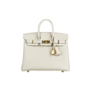 HERMES Birkin 25 Bag Milkshake White togo Leather Handbag (25,28)  gold hardware | AlmaBagz