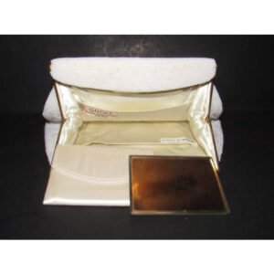 Gucci Vintage Iridescent Pearl Seed Bead With A Hinged Top White Plastic Clutch | AlmaBagz