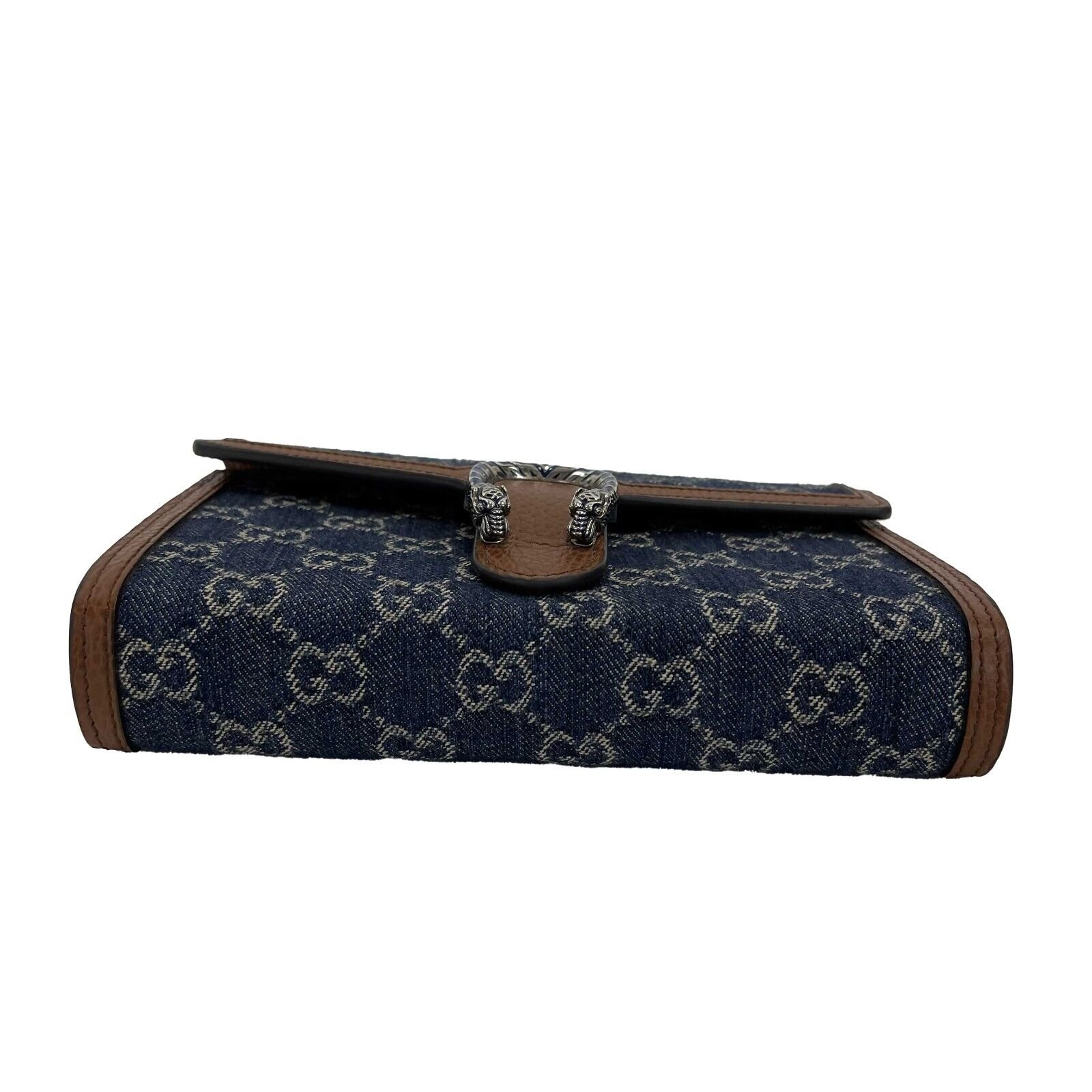 GUCCI - Dionysus GG Denim Shoulder Bag Collection - Blue Brown w/ Shoulder Chain | AlmaBagz - Image 9