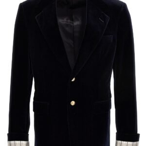 Gucci Men Turned-Up Velvet Cuff Blazer | AlmaBagz