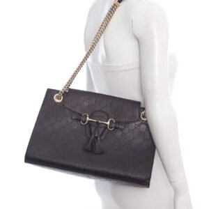 Gucci Black Guccissima Chain Shoulder HandBag | AlmaBagz