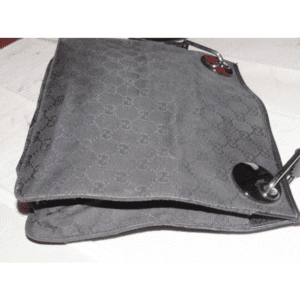 Gucci black Guccissima print 'Eclipse' messenger or cross body w bold chrome hardware | AlmaBagz