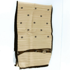 Gucci Brown Ivory Logo Equestrian Print Silk Jacquard Scarf | AlmaBagz