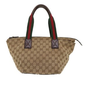 GUCCI GG Canvas Web Sherry Line Tote Bag Beige Red Green 131228  ac2026 | AlmaBagz