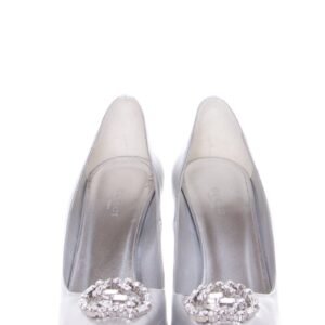 Gucci Metallic Silver Embellished Toe Heels SZ 38.5 | AlmaBagz