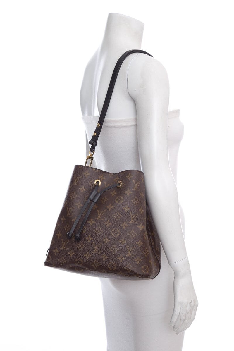 Louis Vuitton 2020 Brown & Black Monogram NeoNoe Bucket Bag | AlmaBagz