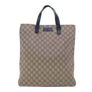 GUCCI GG Canvas Tote Bag PVC Leather Beige  am4470 | AlmaBagz