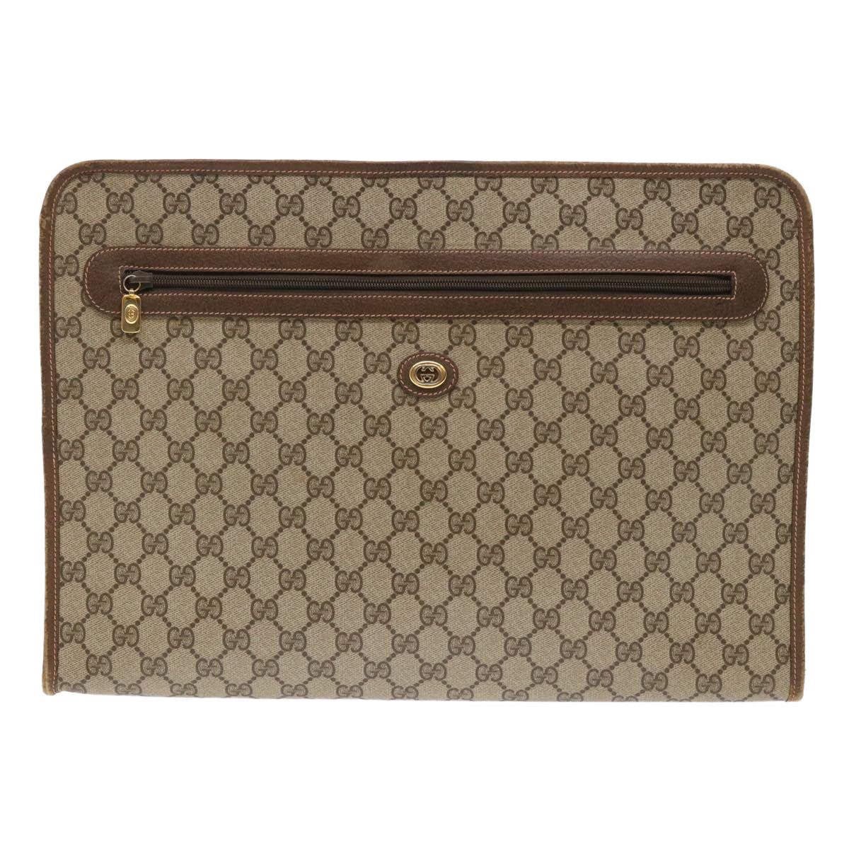 GUCCI GG Canvas Clutch Bag PVC Leather Beige 89.20.004 am4697 | AlmaBagz