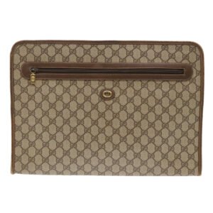 Gucci GG Canvas Clutch Bag PVC Leather Beige 89.20.004  am4697 | AlmaBagz