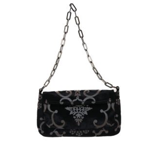 GUCCI Chain Shoulder Bag Velor Black 0013829 am4747 | AlmaBagz