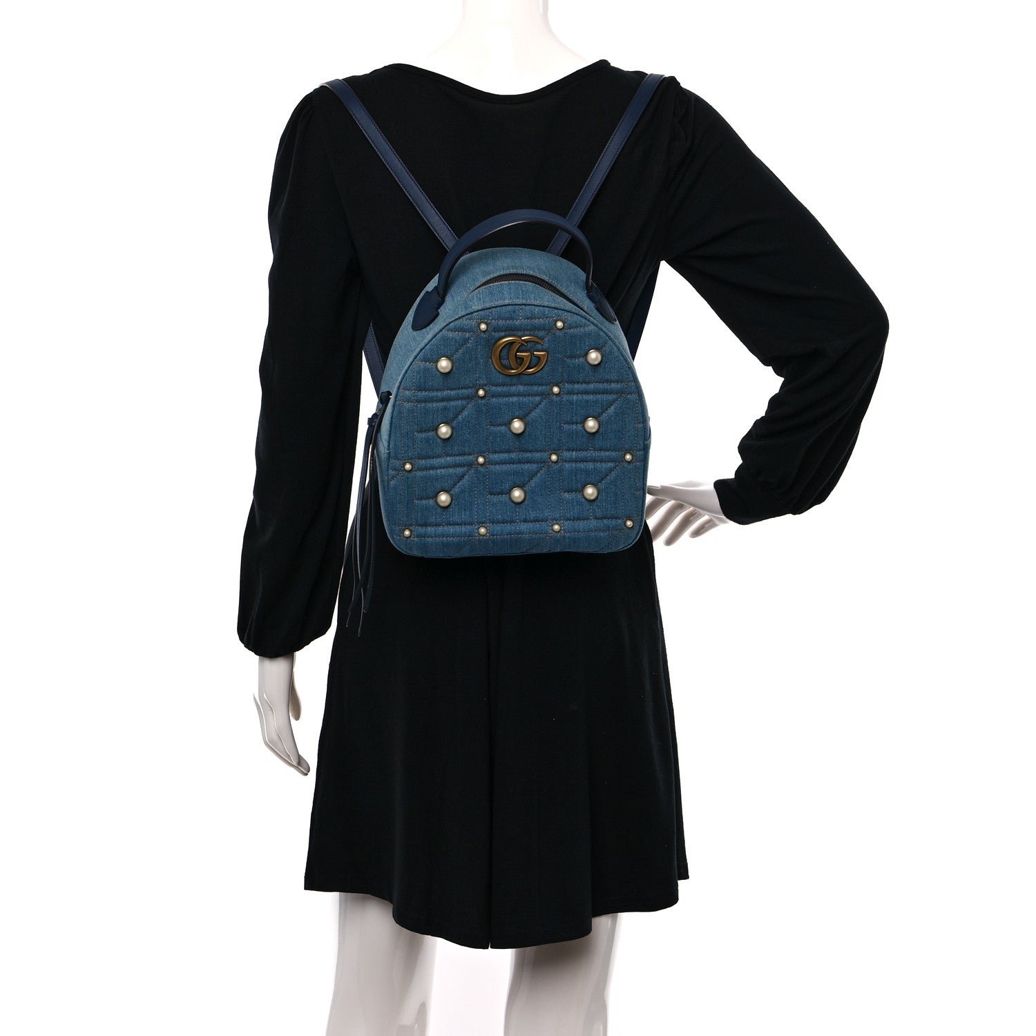 Gucci Kura Denim Matelasse Cubic Pearl | AlmaBagz