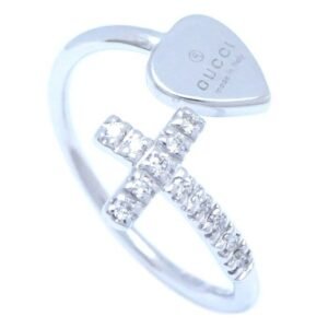 Gucci Heart Cross 18K White Gold Ring | AlmaBagz