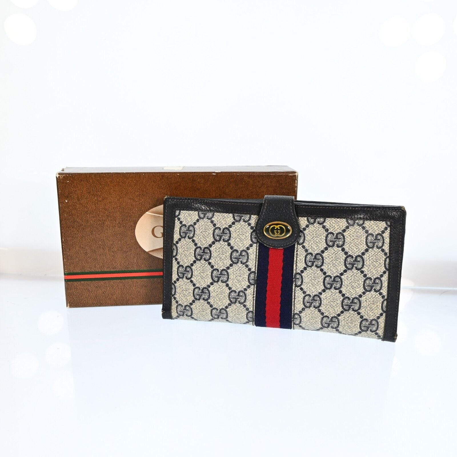 Gucci Gg Pvc Leather Long Wallet Navy | AlmaBagz