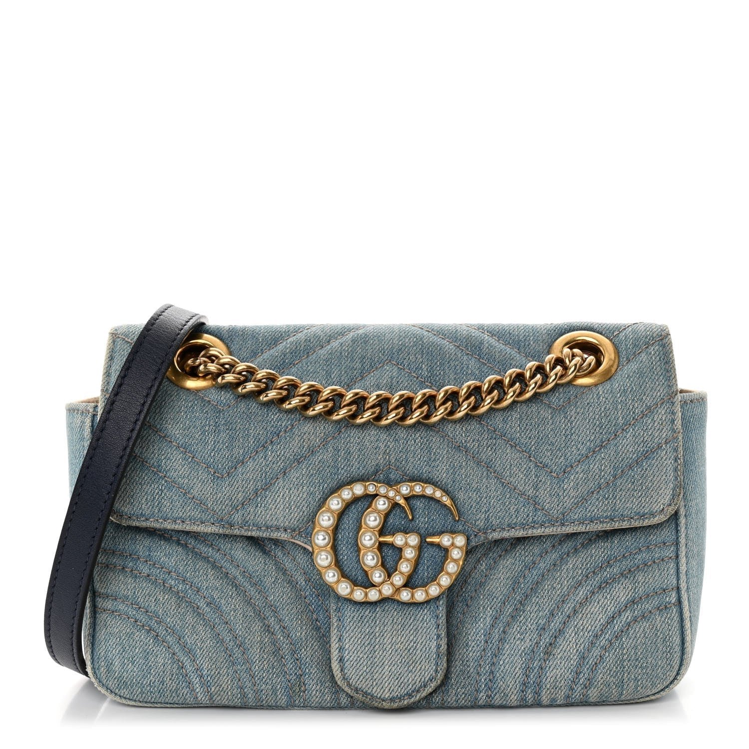 Gucci Denim Matelasse Mini Pearly Gg | AlmaBagz