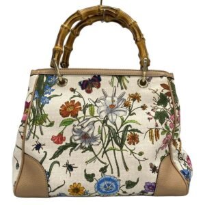 Gucci Bamboo Shopper /Flora Cream | AlmaBagz