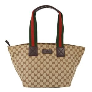 Gucci Beige Brown Sherry Gg Tote Handbag | AlmaBagz