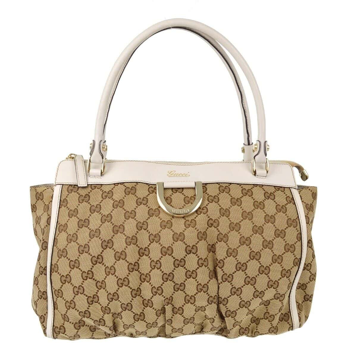 Gucci Beige White Gg Tote Handbag | AlmaBagz