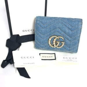 Gucci Gg Marmont Denim Pearl Compact | AlmaBagz