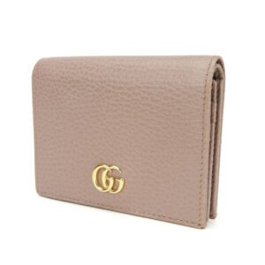 GUCCI Bifold Wallet 456126 leather beige GG Marmont Women Used | AlmaBagz