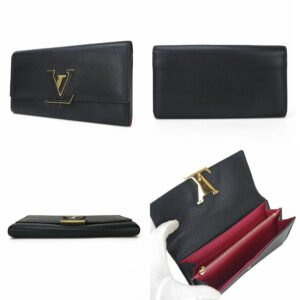LOUIS VUITTON Long Wallet Purse M61248 leather black Portefeuille Capsine Women Used | AlmaBagz