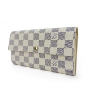 LOUIS VUITTON Long Wallet Purse N61735 Damier Azur white Portefeuille Sara Women Used | AlmaBagz