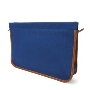 HERMES Clutch bag Canvas, Leather blue Women(Unisex) Used | AlmaBagz