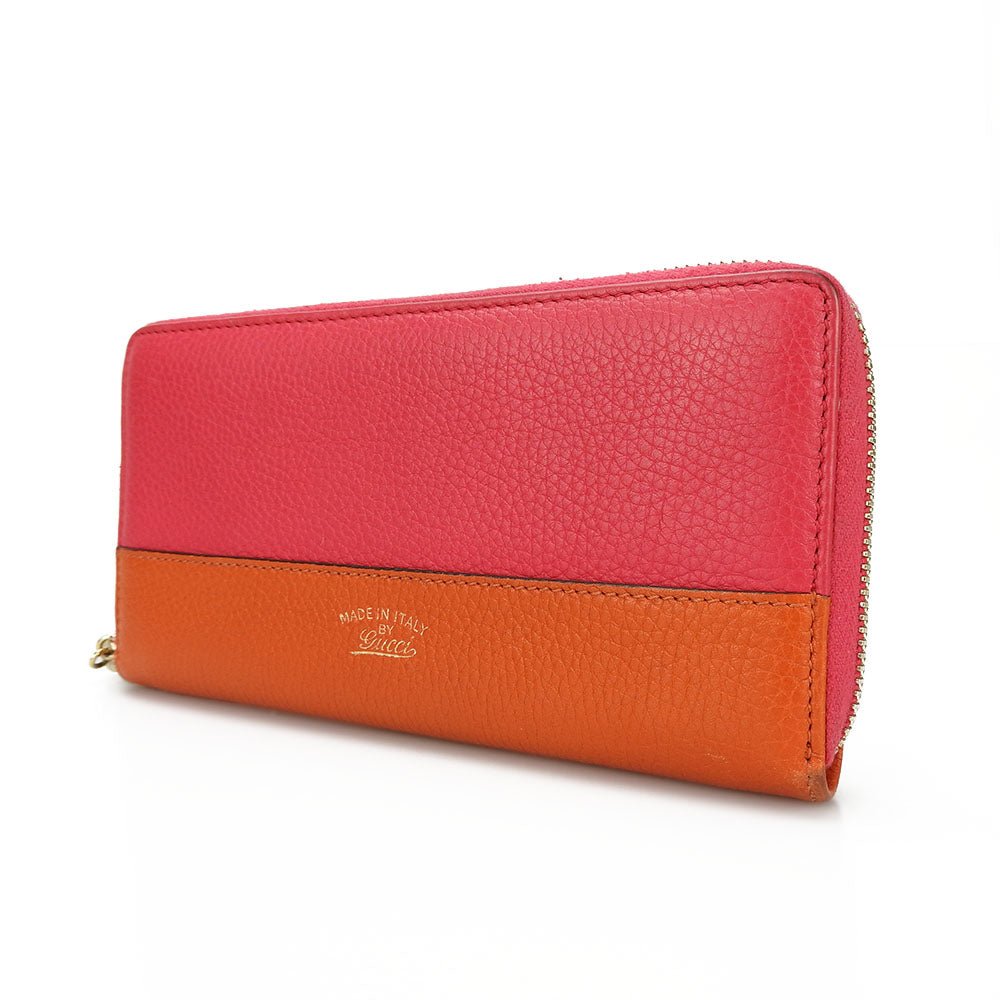 GUCCI Long Wallet Purse 307984 leather Orange Bamboo Women Used | AlmaBagz