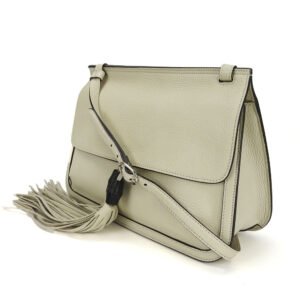 GUCCI Shoulder Bag 370826 leather white Bamboo daily Women Used | AlmaBagz