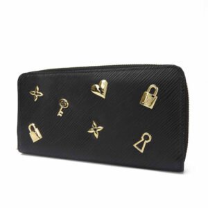 LOUIS VUITTON Long Wallet Purse M63991 Epi Leather Noir Love Lock Zippy Wallet | AlmaBagz