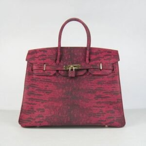Hermes Birkin 30cm Lizard Pattern Handbag 6088 Red/Golden | AlmaBagz