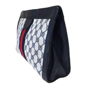 Gucci Guccissima And Navy G Print W Red Blue Leather Coated Canvas Clutch | AlmaBagz