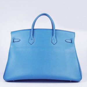 Hermes Birkin 35cm Togo Leather Handbags 6099 Blue Silver | AlmaBagz