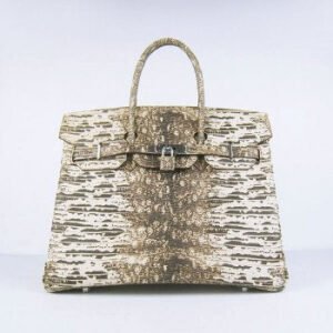 Hermes Birkin 30cm Lizard Pattern Handbag 6088 Beige/Silver | AlmaBagz