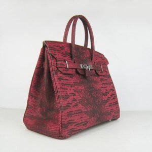 Hermes Birkin 35CM Lizard Pattern handbag 6089 Red/silver | AlmaBagz