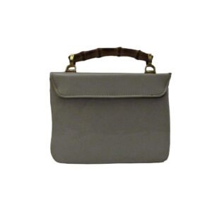 Gucci Box W Lunch Bamboo Handle White Patent Leather Satchel | AlmaBagz