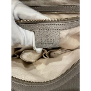 Gucci 'Bree' style, brown large Guccissima print canvas and silver grey leather satchel or tote style purse | AlmaBagz