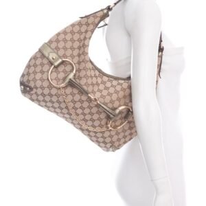 Gucci Brown Jackie O Horsebit Canvas Handbag | AlmaBagz