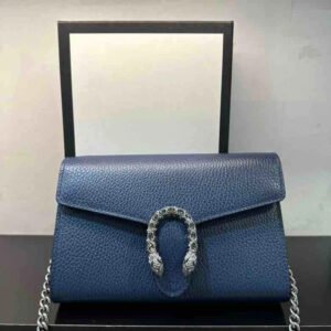 GUCCI Dionysus Chain Crossbody, Blue, Leather | AlmaBagz