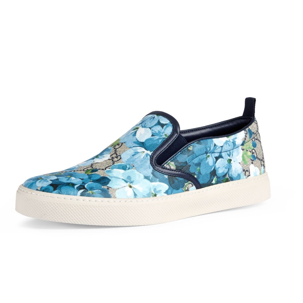 Gucci Men's GG Blooms Print Slip on Sneaker in Blue | AlmaBagz