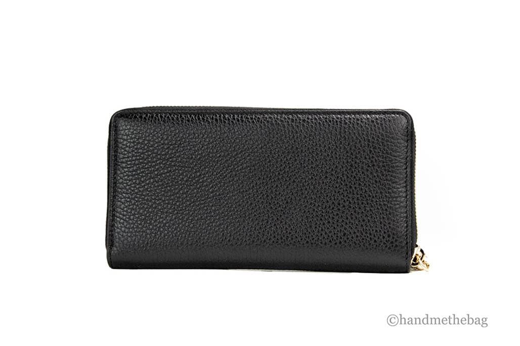 Gucci Cellarius Double Logo Black Leather Zip Around Wallet | AlmaBagz