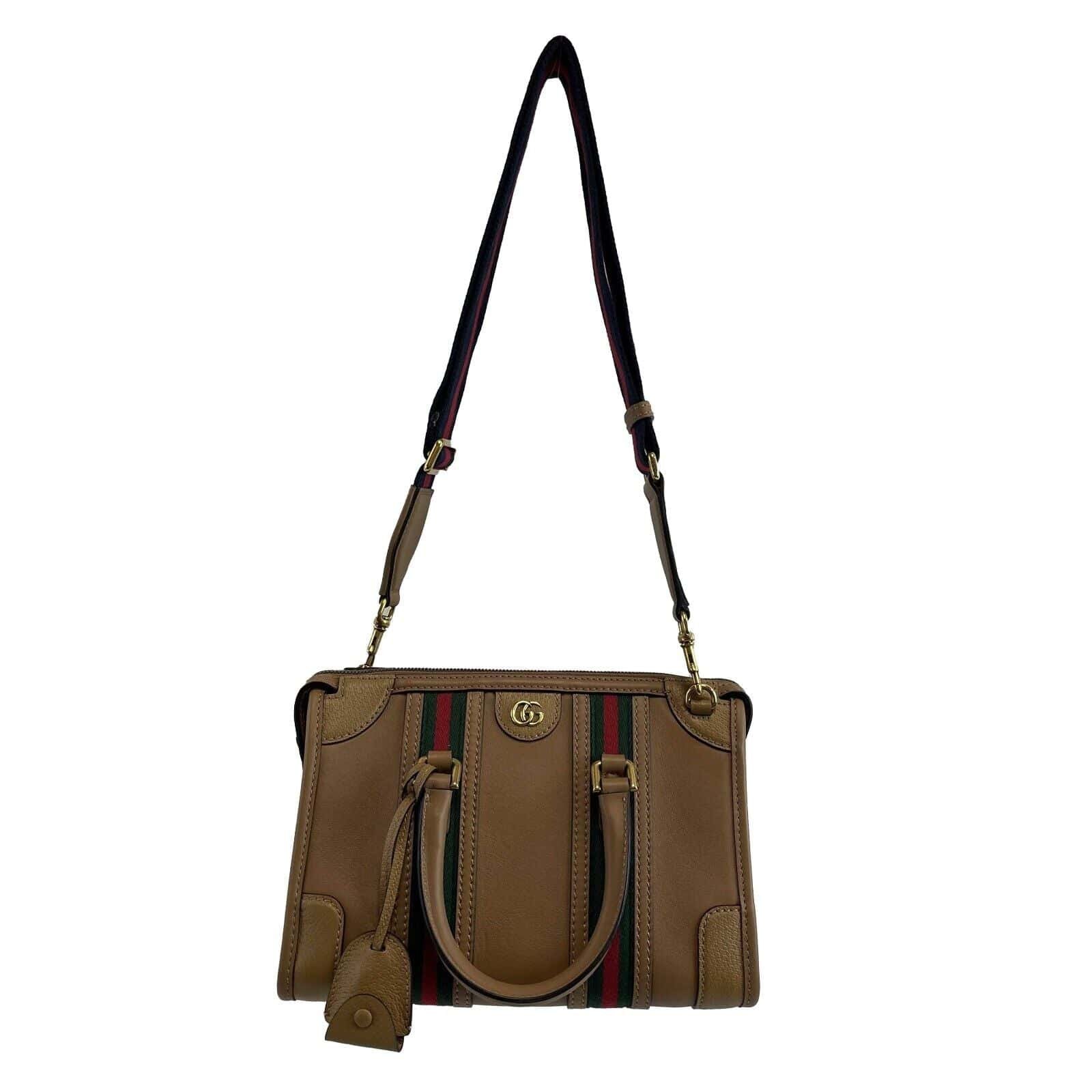 GUCCI Beige Leather Bauletto Double G Small Top Handle Tote Crossbody Bag | AlmaBagz