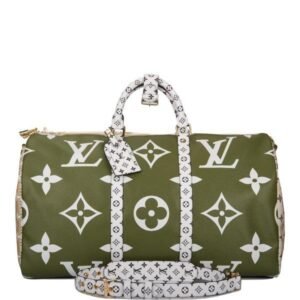 Louis Vuitton Keepall Bandouliere 50 Giant Monogram Green/Beige | AlmaBagz