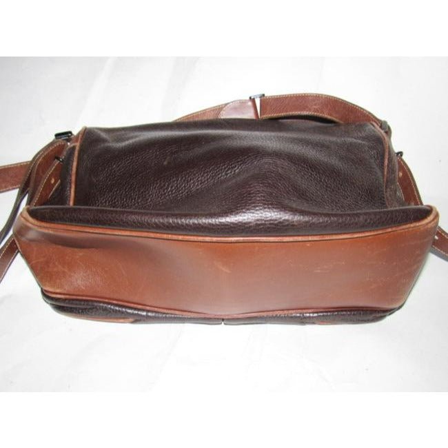 Gucci Vintage Dark Brown Textured And Caramel Smooth Leather Satchel | AlmaBagz