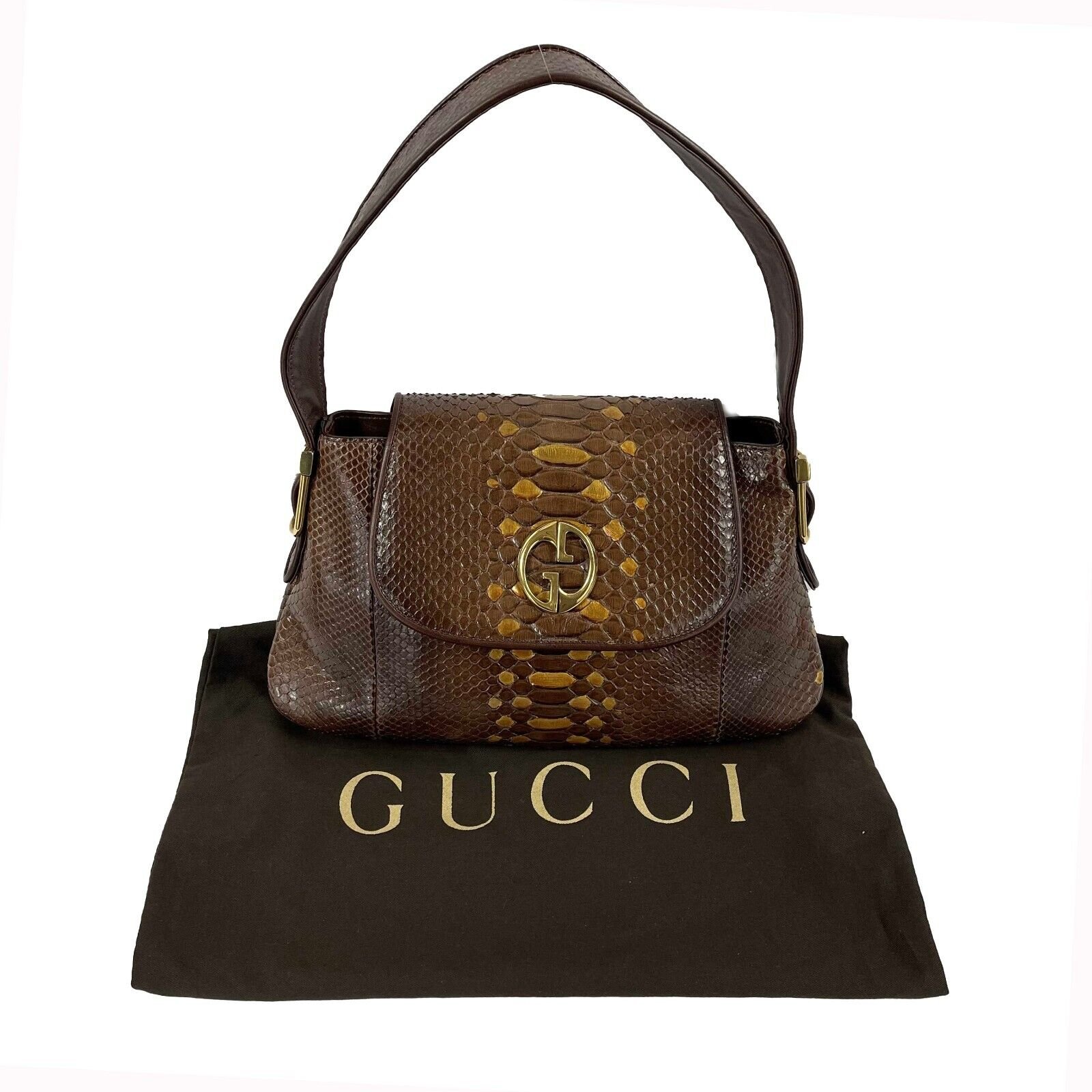 GUCCI - 1973 Python Metallic Accent Shoulder Bag | AlmaBagz - Image 7