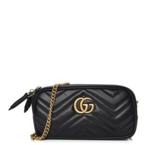 Gucci Interlocking GG Black Chevron Shoulder Bag | AlmaBagz