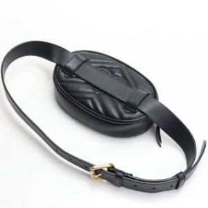 Gucci GG Marmont Matelasse Leather Belt Bag in Black | AlmaBagz