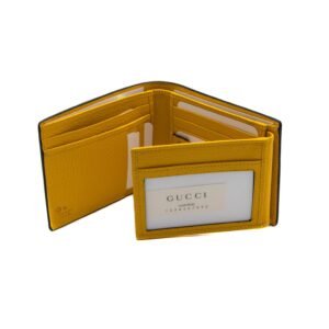 Gucci Black Trifold Wallet with Yellow Interior | AlmaBagz
