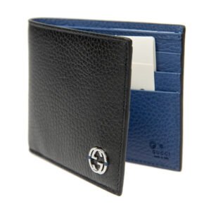 Gucci Black Bifold Short Wallet with Blue Interior | AlmaBagz